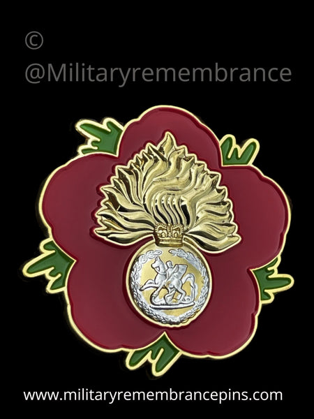 Royal Regiment Fusiliers Remembrance Flower Lapel Pin Military