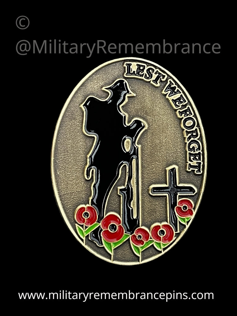 Lest We Forget Oval War Conflict Remembrance Lapel Pin – Military ...